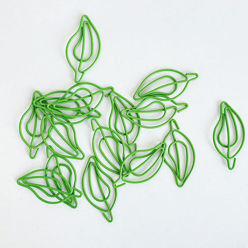 TEHAUX 30pcs Mini Paper Clips, Leaf Paper Clip Small Paper Clip Stationery Clips Office Paperclips File Clips Paper Clip Bookmark Clip for Office Stationery Folder Work (Green) by TEHAUX