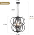 17" Modern Black Sphere Chandelier for Dining Room, Vintage Farmhouse Pendant Light Fixtures Hanging for Entryway