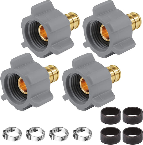 WiseWater 1/2“ PEX Faucet Connector, 4 PCS 1/2” PEX Barb x 1/2” FNPT Swivel Adapter with Stainless Steel Clamp