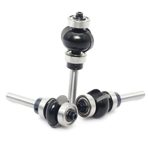 3Pcs Set,1/4" R3/16,R5/16,R3/8, Edging Fluting Bits Shank,Double Bearings Guided Concave Sunk Bead Router Bits Radius