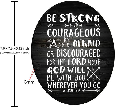 Inspirational Quote Rustic Black Wood Round Mouse Pad, Christian Bible Verses Joshua 1:9, Motivational Quotes