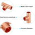 PATIKIL 15mm ID 1mm Thick Tee Copper Fitting, 3pcs 99.9% 3 Way Pure Copper for Plumbing HVAC