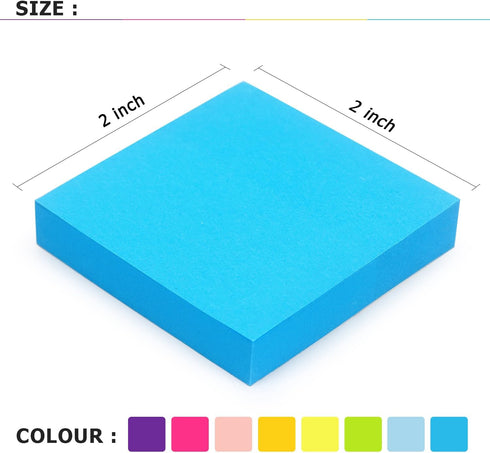 Eastern Wolf Sticky Notes 2x2, 8 Bright Multi Colors, 16 Pads, 100 Sheets/Pad, Self-Stick Notes