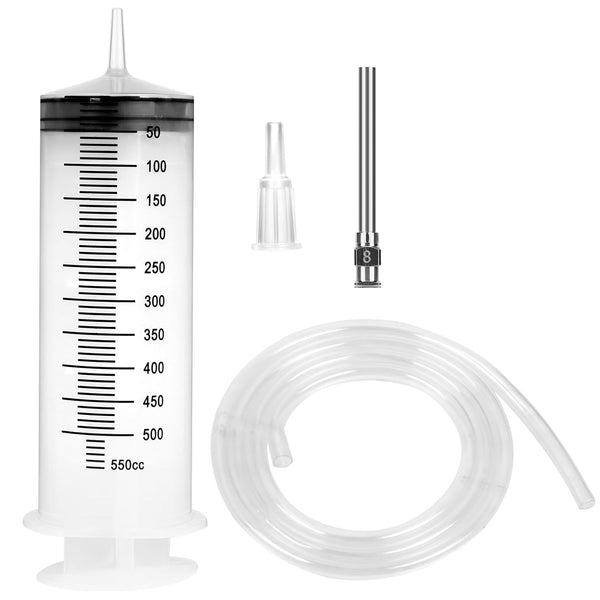 500ml Large Syringe with 27.6 Inch Tube and Blunt Needle, Sterile Plastic Garden Syringe for Liquid, Paint