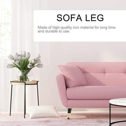 4pcs 10cm Luxshiny Adjustable Metal Sofa Legs with Black and Gold Electroplated Finish, Angled Furniture Support Feet