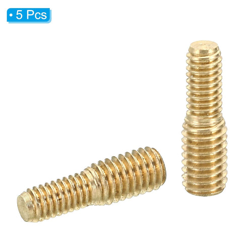 PATIKIL M4x8mm to M5x8mm Double End Threaded Stud Screw Bolt, 5 Pack Brass Rod Bolts