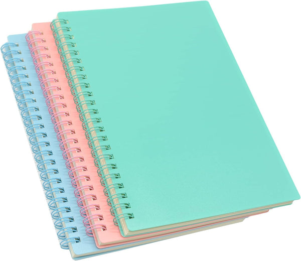 Yansanido Spiral Notebook, 3 Pcs A5, Thick Plastic Hardcover, 80 Sheets - 160 Pages, 3 Color Journals for Study