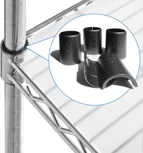 Wire Shelf Clips - 28 Pack Plastic Metal Shelf Clips, 1 Inch Wire Shelf Clips for 1" Post, Black Wire Shelving Clips- Shelving Sleeves Replacements for Wire Shelving System (14 Pairs)