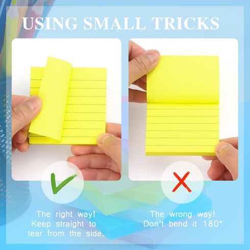 Early Buy Lined Sticky Notes, 3x3 Self-Stick Notes in 9 Bright Colors, 70 Sheets/Pad