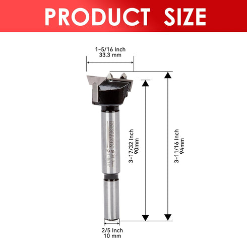 1-5/16" Forstner Drill Bit, 33.3mm, Durable YG8 Carbide, Ideal for Precise Woodworking, Hinge Cutter Tool