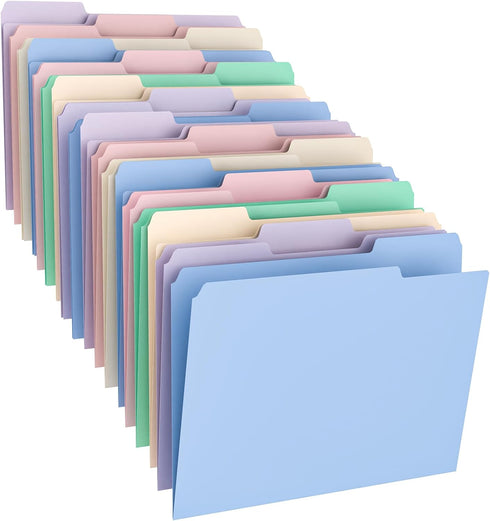 Habgp 18 Pcs Manilla Folders, 8.5 x 11 Inch, 1/3-Cut Tab Colored File Folders for School Business Office