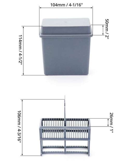 QWORK Microscope Slides Staining Jar and Rack, 24-Slots, 4 Pack, Grey