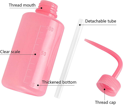 Wash Bottles - 2pcs 250ml Economy Plastic Safety Wash Bottle, Medical Label Green Soap Cleaning Bottle (Pink)