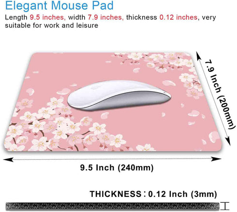 Cute Pink Mouse Pad, Floral Flowers Mouse Pad, Sakura Cherry Blossom Mousepad, Japanese Aesthetic Desk Decor, Anti Slip Rubber Base Mice pad for Computer Office Girl, 9.5 x 7.9 Inch by IMAYONDIA