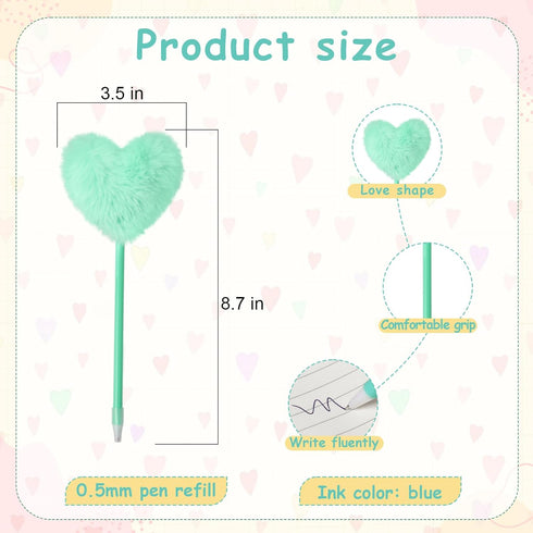 Pom Pom Ballpoint Pen 4 Pack Heart Shape Puffy Pens Fluffy Pen for Girls Colorful Fuzzy Pens Ballpoint Pens for School,Office and Party Supplies by SBYURE