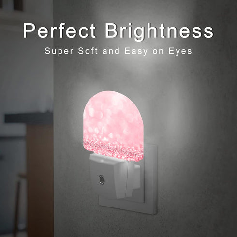 AOWULA Pink Glitter Night Light,Night Lights Plug into Wall Decor for Stairway/Hallway/Kitchen,Dusk to Dawn Sensor