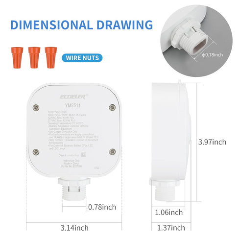 ECOELER Ceiling Occupancy Motion Sensor Switch, 360 Ceiling Automatic Light Switch, 120/277VAC, UL, FCC Approved