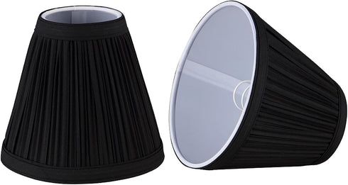 Aspen Creative 33122-2 Small Pleated Empire Shape Chandelier Clip-On Lamp Shade, Black, 3" Top