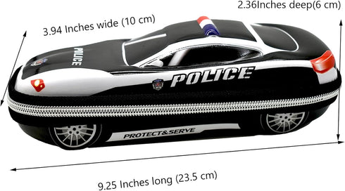 Large Capacity Police Car Pencil Case Cool Pencil Box Car Pencil bag Stationery Storagebbox Black Waterproof and Shock proof Made of EVA Material