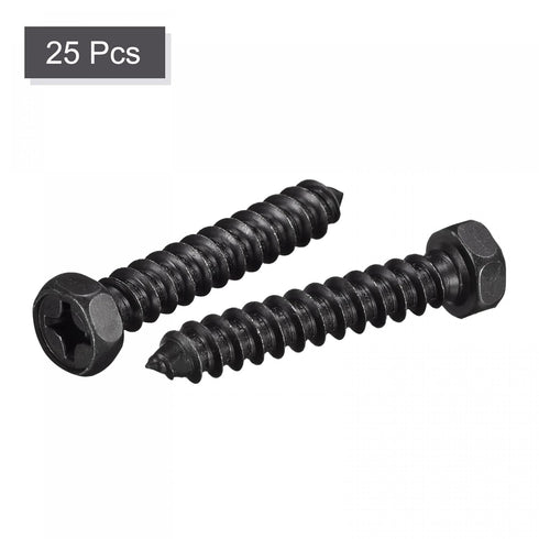 uxcell Hex Lag Screws 1/4" x 1-1/2" Carbon Steel Phillips Head Self-Tapping Bolts for Deck Building, 25pcs