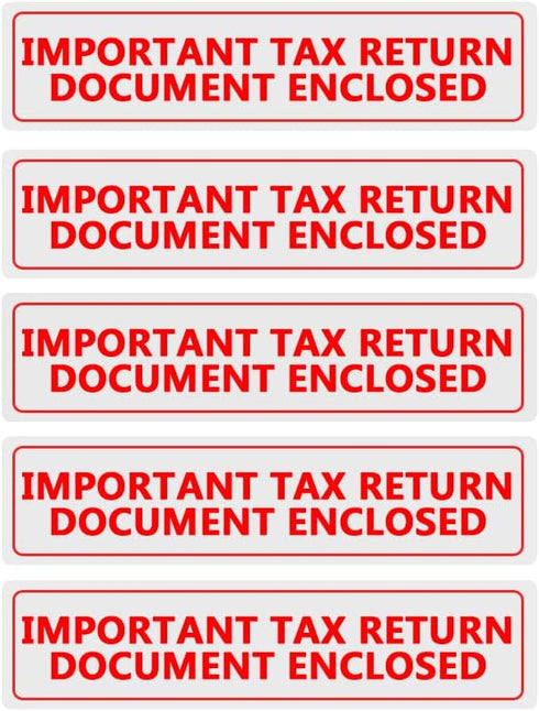 Important Tax Return Document Enclosed Stickers for Window Security Envelopes, 500 Pcs Per Roll