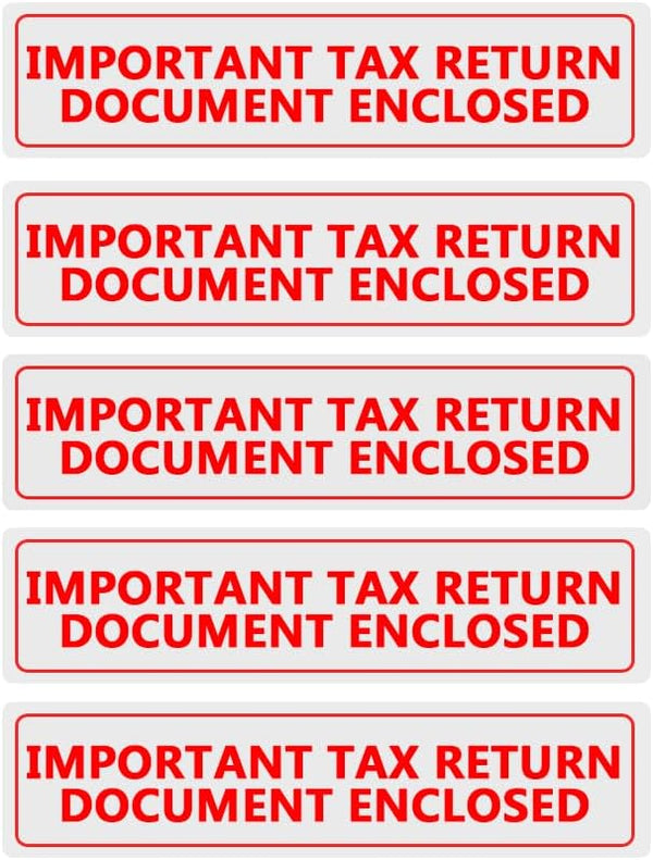 Important Tax Return Document Enclosed Stickers for Window Security Envelopes, 500 Pcs Per Roll