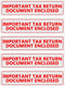 Important Tax Return Document Enclosed Stickers for Window Security Envelopes, 500 Pcs Per Roll
