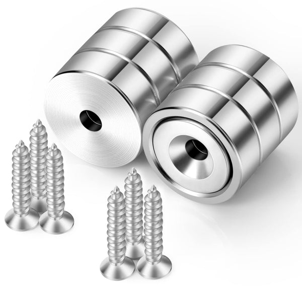 Neosmuk 22lb Strong Round Magnet with Hole, Heavy Duty Neodymium Cup Magnet with Screw for Wall, 4 Pack