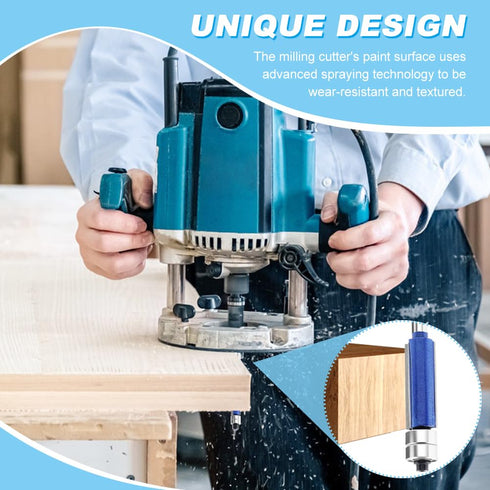 4Pcs 1/4 Inch Set, 1/4", 5/16", 3/8", 1/2" HONUTIGE Top Bearing Flush Trim Router Bits, Shank, Professional Straight