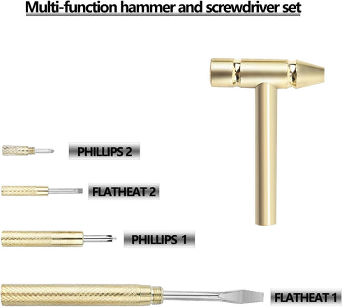 LANDIBO 6-in-1 Hammer Hammer Micro Mini Multifunctional Anti-Corrosion and Anti-Rust Copper and Screwdriver Hand Tool