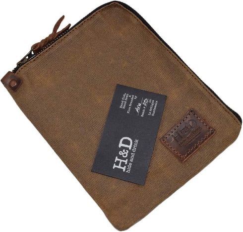 Hide & Drink Scribbler Case for Notebook, Handmade from Waxed Canvas (Fatigue)