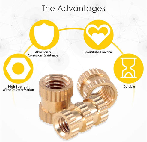 Hilitchi 460 Pcs M2 M3 M4 M5 Female Thread Brass Knurled Insert Nuts Assortment Kit for 3D Prints