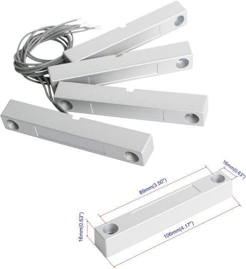 Aoje-Link MC-58 NC Wired Magnetic Switch Door Window Reed Switch Micro Alarm Magnetic Contact Security Silver Gray 4pcs