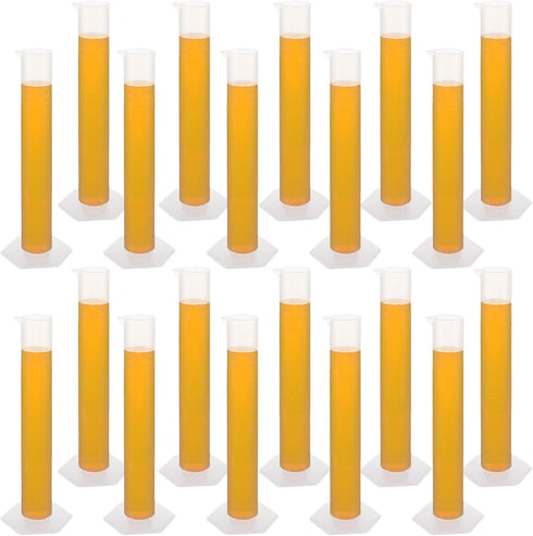 20 Pack 50 ml Graduated Cylinder Set, Clear Plastic Graduated Cylinder for Hydrometer Test Tubes