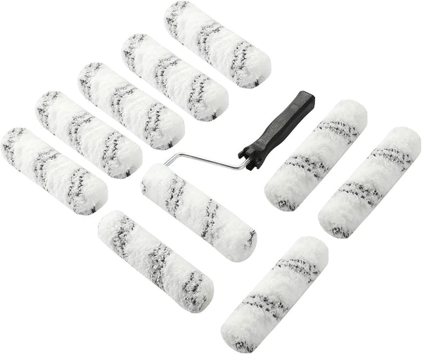 11 Piece Paint Roller Tool Kit - 6 Inch 3/4 in High-Density Microfiber Mini Roller with Frame for Oil and Water Based