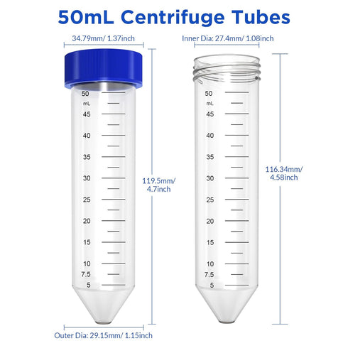 SimPure 50mL Centrifuge Tubes, 25 PCS Sterile Conical Tubes, Leak-Proof Screw Caps, Non-pyrogenic, DNase/RNase Free