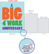 NobleWorks Big 4th Work Anniversary Card, Jumbo 8.5 x 11 Notecard for 4 Year Employee w/Envelope for Men, Women
