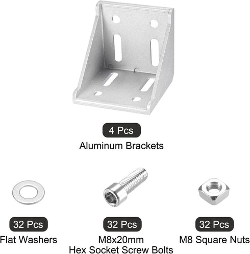 uxcell 4Set Inside Corner Bracket Gusset Kits - 78x78x79mm 8080 Angle Connector for 6060 Series Aluminum Profile