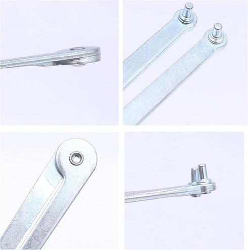 Universal Adjustable Angle Grinder Wrench, Grinder Wrench Pin Spanner Plier Set for Round Nuts (4mm), Silver