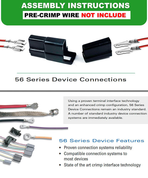 3-Pack Metri-Pack 56 Series 2-PIN 2-Conductor Connector Male and Female Terminal w/14-16 AWG