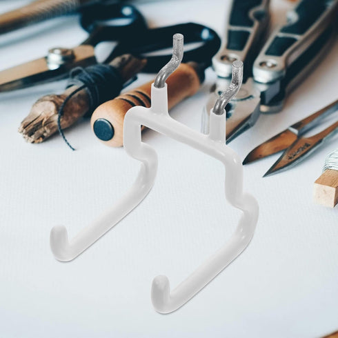 2pcs SECFOU White Pegboard Hooks Heavy Duty Garage Wall Hangers Utility Tool Holder for Workbench Storage