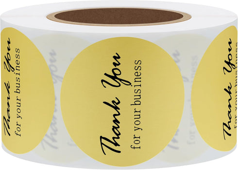 Hybsk Thank You for Your Business Stickers, Gold Foil 1.5" Round, 500 Labels Per Roll