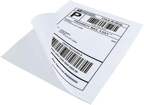 L LIKED 8.5" x 11" Full Sheet Label Sticker Paper, White, Matte, for Laser & Inkjet Printers (100 Sheets) by L LIKED
