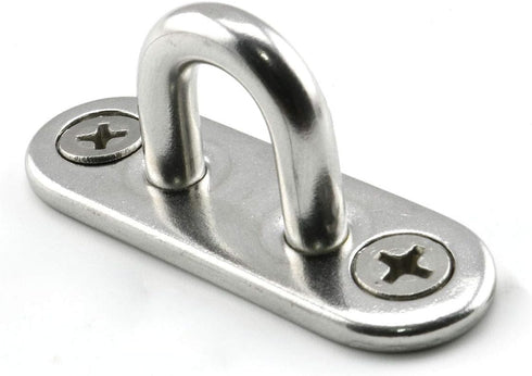 2-Pack M5 Strip Type Eye Plate with Enclosed Hook, 304 Stainless Steel Heavy Duty Ceiling & Wall Mount Hardware