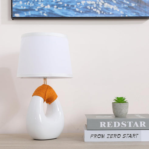 16 SOTTAE Boho Table Lamps Living Room Bedroom,Rattan Bohemian Ceramic Base,Farmhouse Desk Lamp Rustic Egg Design