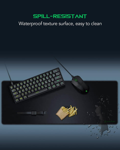 Black Shark Gaming Mouse Pad Desk Mat, 31.5” x 11.8” x 0.15”, Superfine Fiber Surface, Non-Slip Rubber Base for Gamers