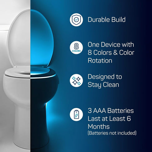 ToiLight The Original Toilet Bowl Night Light. Fun Useful Bathroom Motion Sensor Tech Gadget. Funny Novelty Birthday