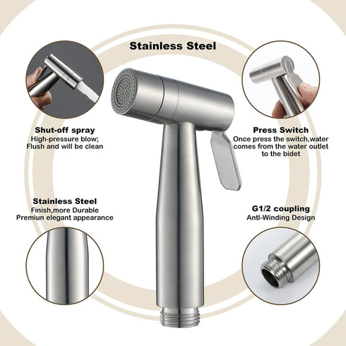 YHWKZCTTT Set 2 HandheldSprayer, Premium Stainless Steel Cloth Diaper Sprayer FunctionSprayer for Toilet