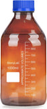stonylab Storage Bottles with GL45 Screw Cap, 1000 ml Amber Borosilicate Glass Graduated Round Bottle