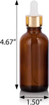JUVITUS 2 oz / 60 ml Amber Glass Boston Round Bottles - 24 Pack with Gold Metal and Glass Dropper